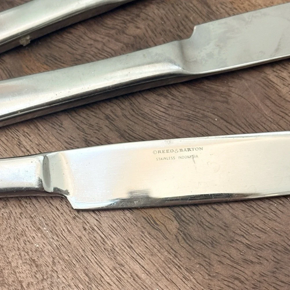 Reed & Barton Contemporary Dinner Knives 18/10 Stainless Steel Flatware Lot Of 7